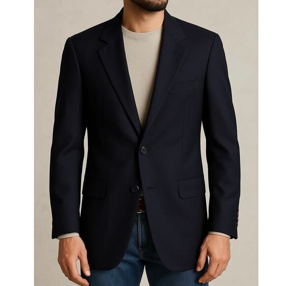 Loro Piana Wool Fabric Daniel Cremieux Navy Wool Blazer 42L Made in USA Union - Picture 1 of 14